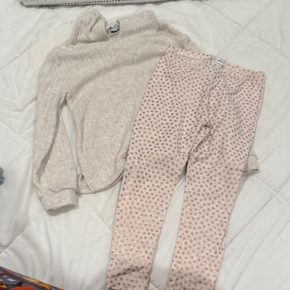 Splendid Cream and Gold Polka Dot Top